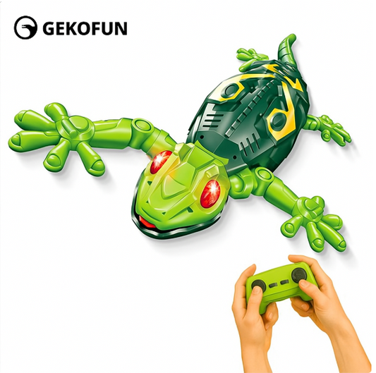 Gekofun the Climber, Winktoys Remote Controlled Toy, Electric Lizard with LED Light-Up Eyes, 360° Rotation,