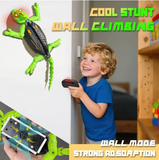 Gekofun the Climber, Winktoys Remote Controlled Toy, Electric Lizard with LED Light-Up Eyes, 360° Rotation,
