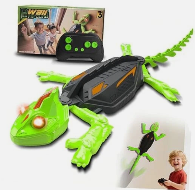 Gekofun the Climber, Winktoys Remote Controlled Toy, Electric Lizard with LED Light-Up Eyes, 360° Rotation,