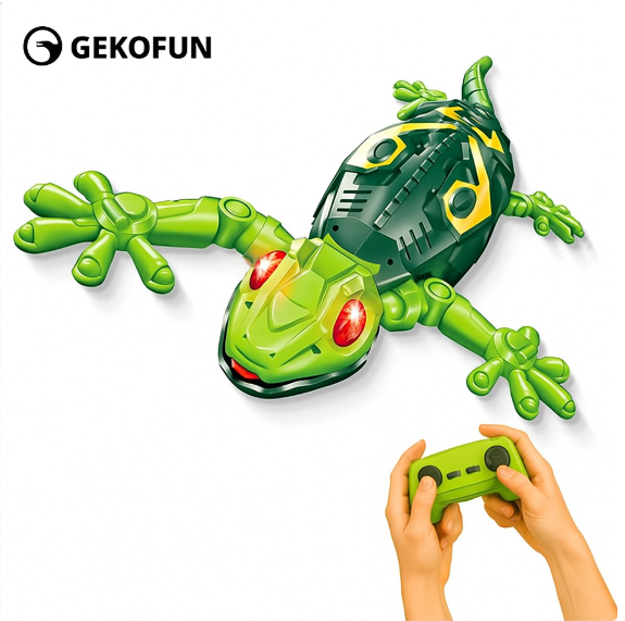 Gekofun the Climber, Winktoys Remote Controlled Toy, Electric Lizard with LED Light-Up Eyes, 360° Rotation,