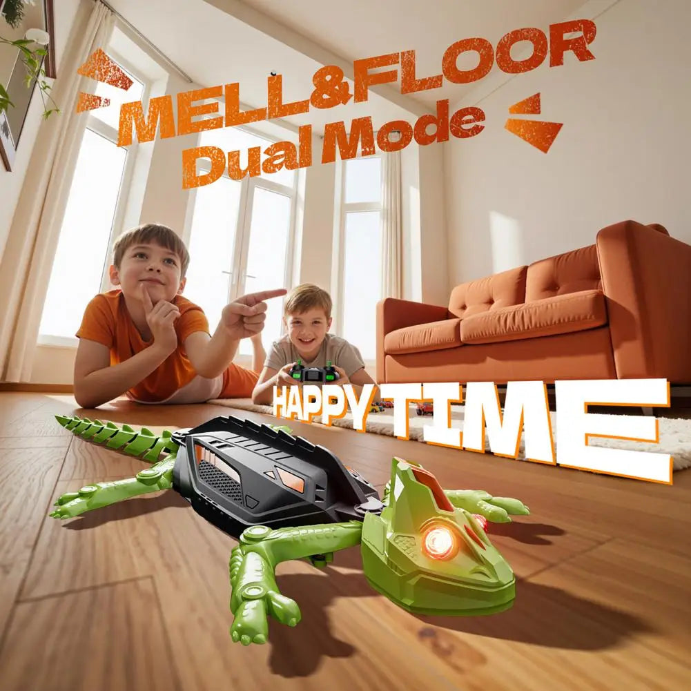 Gekofun the Climber, Winktoys Remote Controlled Toy, Electric Lizard with LED Light-Up Eyes, 360° Rotation,